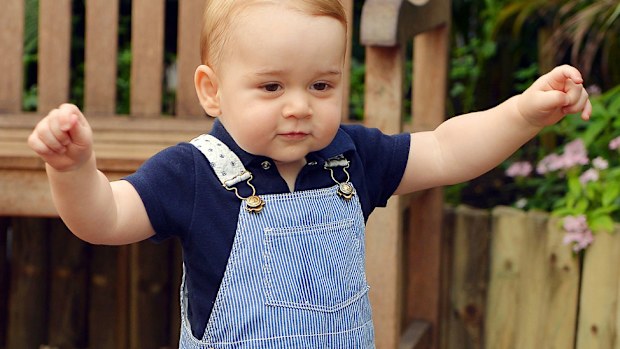 Here he is - the future king of England takes his first steps to mark his first birthday. (Getty)