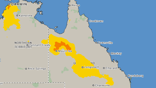 A suffocating hot mass is encompassing large parts of Queensland, sparking extreme heatwave and fire danger alerts. 
