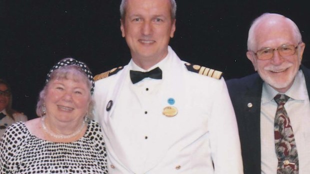Marty and Jessica Ansen with one of the Princess Cruises captains.