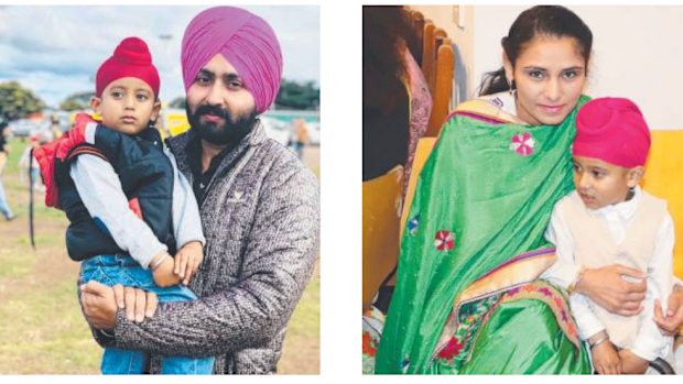 Deceased couple Swarnjit Singh Grewal and Amandeep Kaur Grewal with their son.