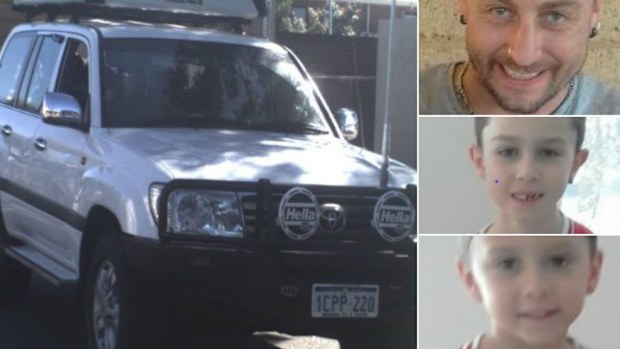 Marcos Flaxman (top) is missing with his two sons Phoenix and Zaedyn. (Supplied)