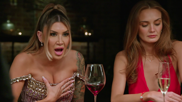 EMBARGO 18/2 9pm MAFS 2026 Bec and Gia feud Dinner Party 2