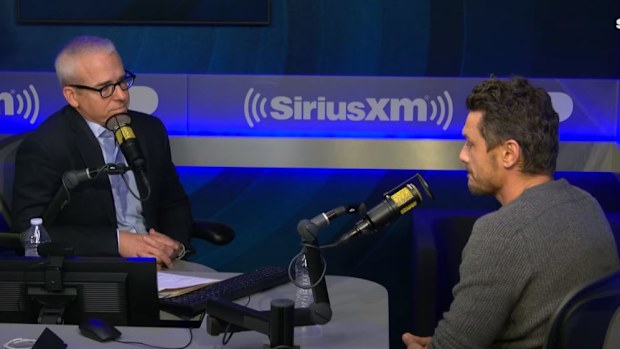 Jess Cagle (left) and James Franco (right) during an interview for SiriusXM's "The Jess Cagle" podcast