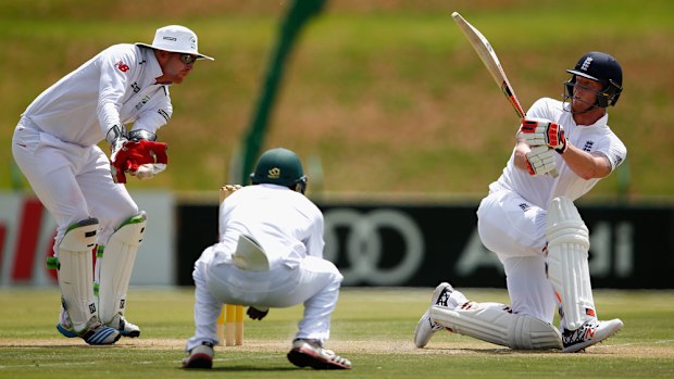 Ben Stokes hits a boundary on his way to a century. (Getty)