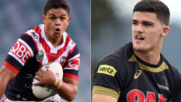 Latrell Mitchell and Nathan Cleary. (AAP)