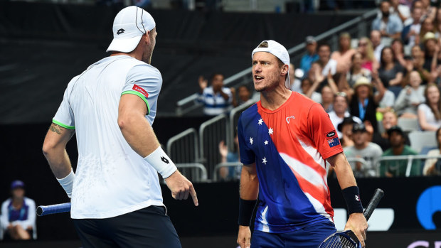 Sam Groth and Lleyton Hewitt (AAP)