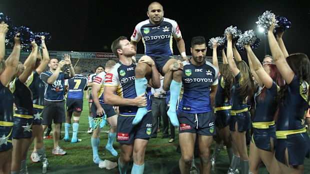 Matt Bowen is chaired from the field in 2013. (Getty)