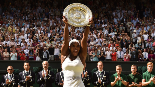 Serena Williams celebrates her Wimbledon victory. (AFP)