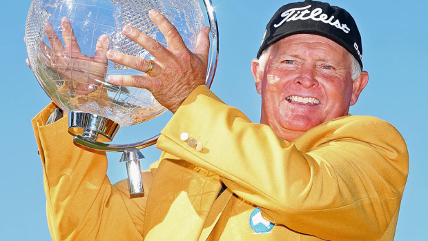 Peter Senior celebrates his 2015 Masters win. (Getty)