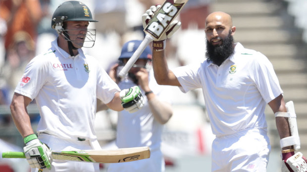 Hashim Amla celebrates his defiant century. (AFP)