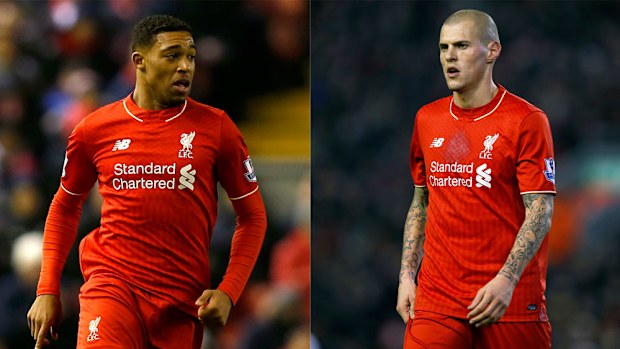 Jordon Ibe, left, and Martin Skrtel (AAP)