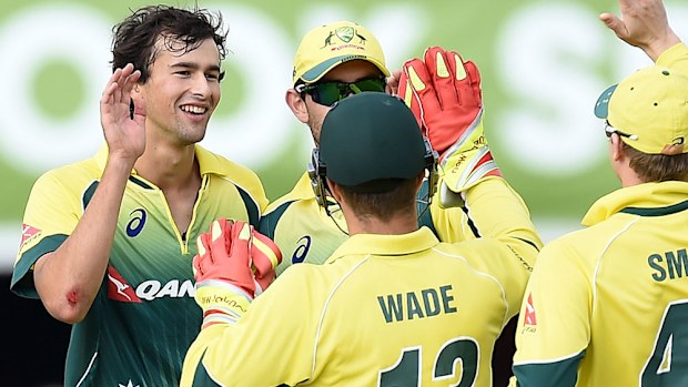 Ashton Agar (L) could yet play in Australia's T20 World Cup opener. (AAP-file)