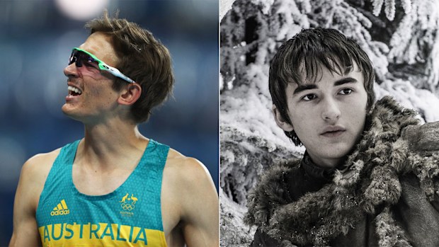 High-jumping Brandon Starc, left, and Brandon Stark (Isaac Hempstead Wright) in Game of Thrones (Getty and AAP)