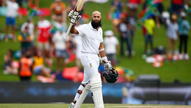 Hashim Amla celebrates his 25th Test century. (Getty)