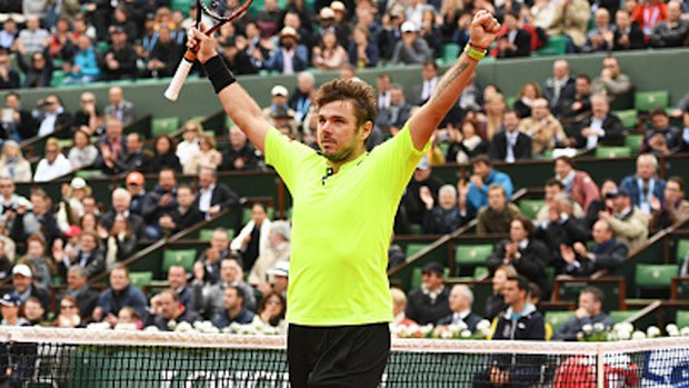 Stan Wawrinka celebrates his hard-fought win. (Getty)