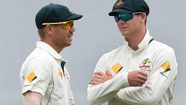 David Warner and Steve Smith. (AAP)