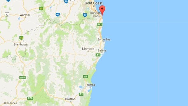 A map showing Fingal Head, where a bodyboarder has been pulled dead from the surf. 