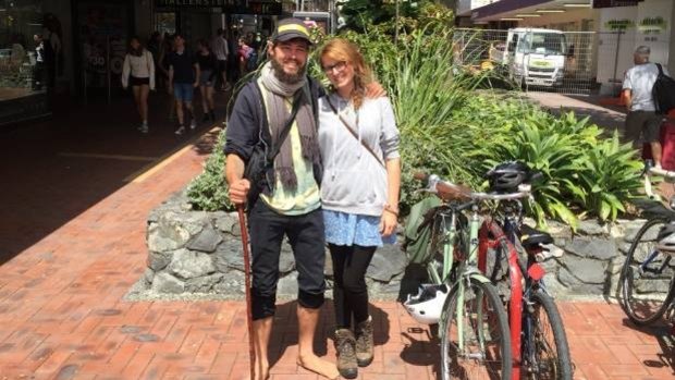 Anna Karg (R) with Enoch Orious (L) dressing suspiciously hobbit-like in the hope of blending in on Wellington's Cuba St.