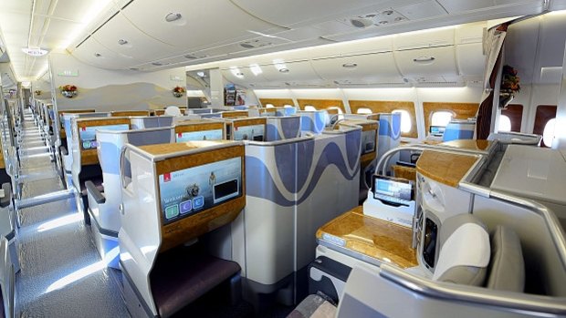 The aircraft's business class has flatbed seats.