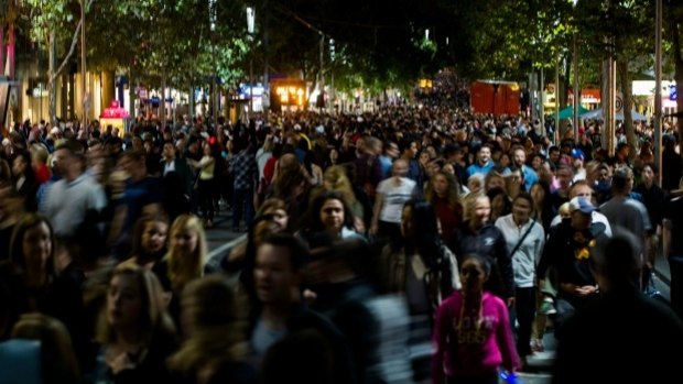 Last year's White Night crowds on Swanston Street.