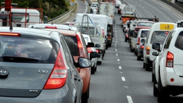 Kwinana Freeway south-bound is congested on Friday following an earlier crash. 