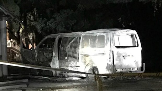 The van that drove into the Australian Christian Lobby's headquarters and exploded in Canberra,