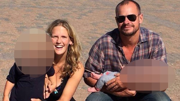 Tanja Ebert pictured with her husband Michael Burdon and their two children is missing, presumed murdered. 