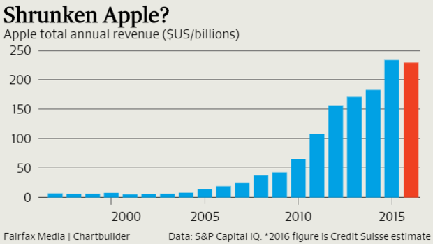Apple's revenue could shrink this year. 