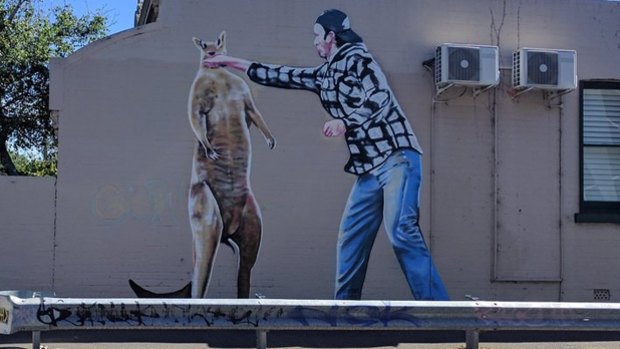 The 'kangaroo punch' mural in Richmond.