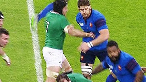 Punch: Ireland's Sean O'Brien lashes out against France.