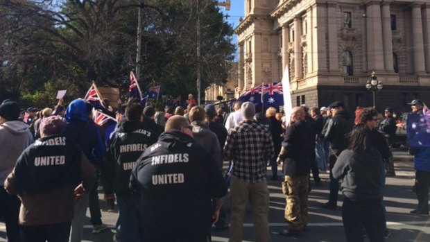 Reclaim Australia (RA) and United Patriots Front (UPF) rally in Melbourne in July.