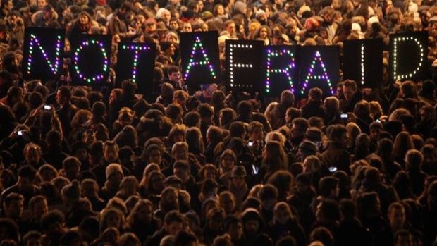 Tens of thousands poured into town and city squares, to mourn for the lost and to declare that the attack must not end press freedom.