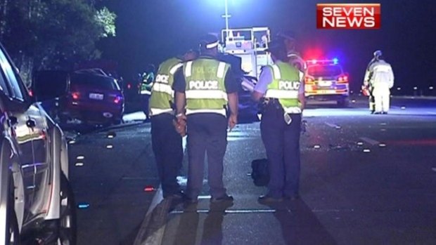 A screenshot from Channel Seven footage of the fatal crash at Coomera.