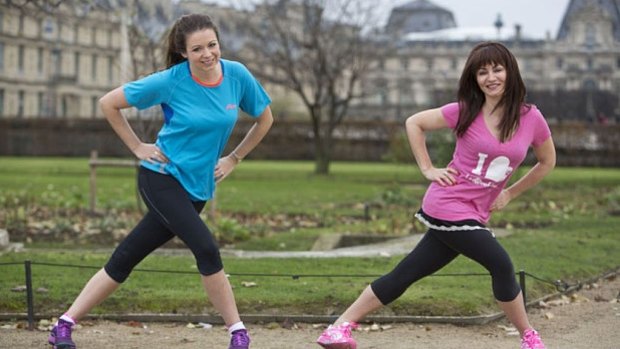 Sarah Rainey tries out some of the moves from LeBootCamp in Paris, with its creator Valerie Orsoni. 
