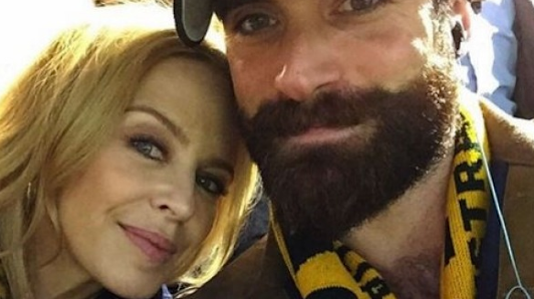 Kylie Minogue and Joshua Sasse posed for a selfie during the rugby World Cup.