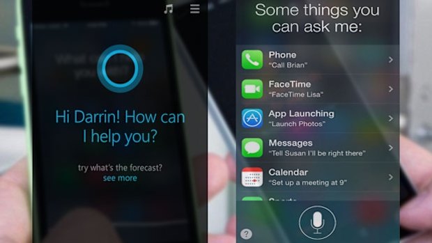 Microsoft's Cortana (left) and Apple's Siri virtual assistants.