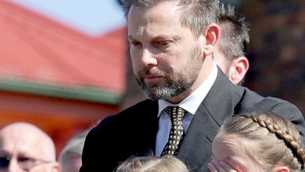 Gerard Baden-Clay at the funeral of his wife Allison, before he was charged with her murder.