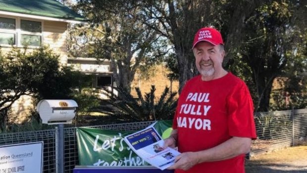 Ipswich acting mayor and frontrunner Paul Tully votes early on Saturday morning in the vote to choose Ipswich's 50th mayor.