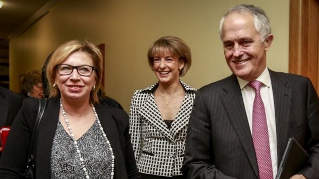 Prime Minister Malcolm Turnbull, pictured with domestic violence campaigner Rosie Patty and Minister for Women Michaelia Cash, has declared domestic violence a national priority.
