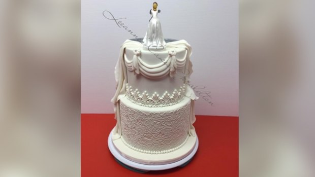 At first glance it looks like a normal wedding cake.