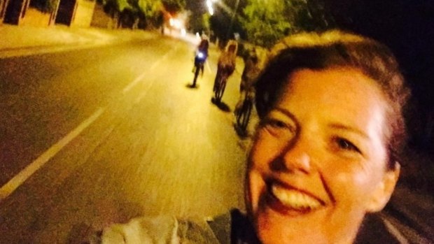 Carmen Greenway took this selfie while cycling home - moments before she lost control and crashed.