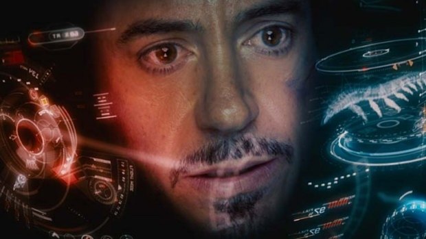 Screen time: The heads up display seen in the Iron Man movie starring Robert Downey Junior.
