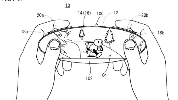 The controller shown in the patent looks like an ovular smartphone with thumbsticks, handles and shoulder buttons.