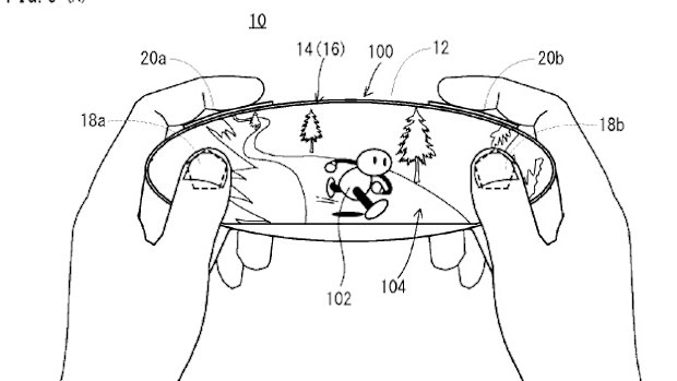 The controller shown in the patent looks like an ovular smartphone with thumbsticks, handles and shoulder buttons.