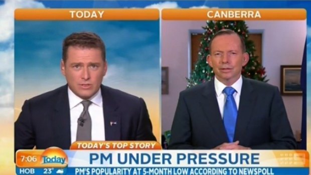 Asking the tough questions: Karl Stefanovic quizzes Tony Abbott.