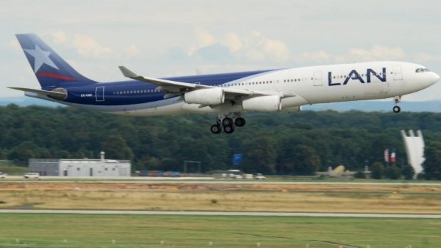 A Chilean LAN Airlines Airbus A340 wrecked seven elevated runway lights after a wayward take-off.
