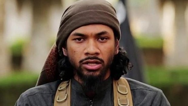 Neil Prakash,also known as Abu Khaled al-Cambodi, in a photograph from an IS propaganda video.