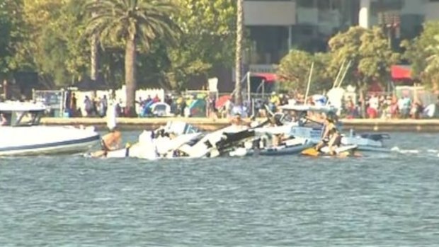 The plane crashed into the river in front of thousands of Australia Day punters.