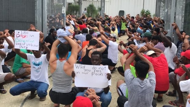 A protest for water and power at the detention centre on Manus Island.