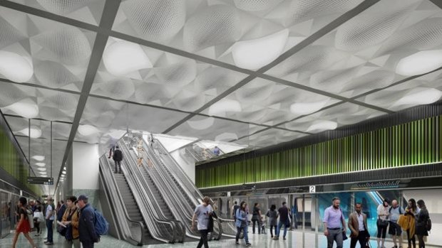An artist's impression of one of the planned Melbourne Metro stations. 